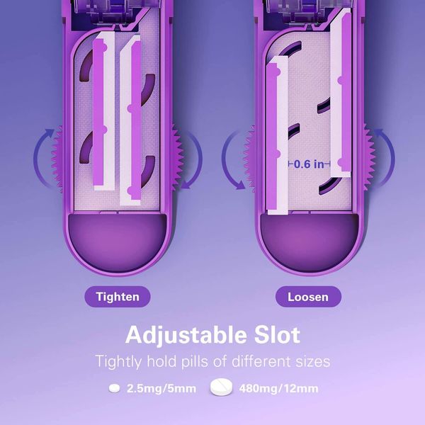 Pill Cutter Splitter for Cutting Multiple Pills,Adjustable Pill Cutter Splitter for Small and Tiny Pills with Accurate Pill Alignment,Pill Cutter for Small or Large Pills with Sharp Safe Blade (Purple)