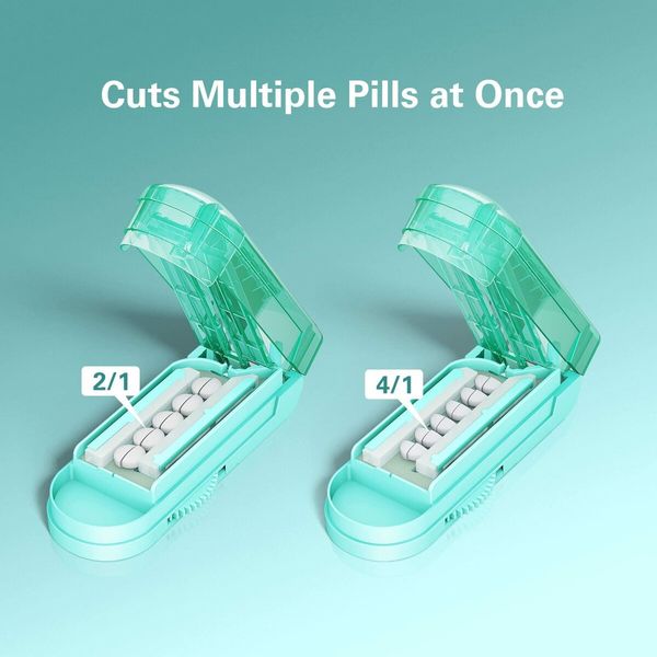 Pill Cutter Splitter for Cutting Multiple Pills,Adjustable Pill Cutter Splitter for Small and Tiny Pills with Accurate Pill Alignment,Pill Cutter for Small or Large Pills with Sharp Safe Blade (Green)