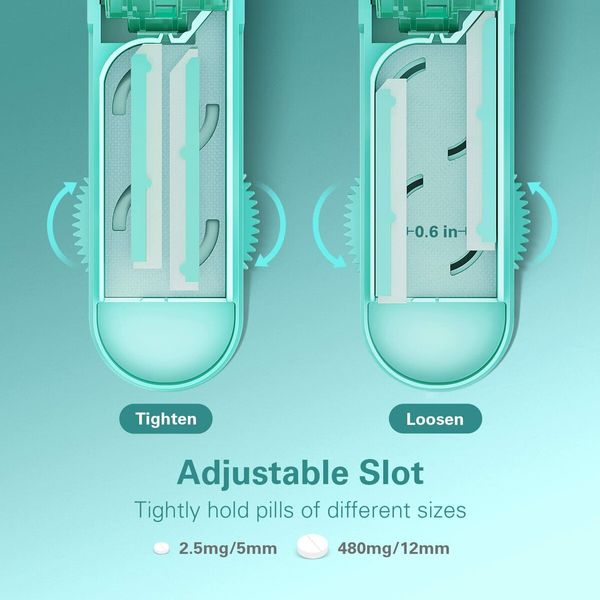 Pill Cutter Splitter for Cutting Multiple Pills,Adjustable Pill Cutter Splitter for Small and Tiny Pills with Accurate Pill Alignment,Pill Cutter for Small or Large Pills with Sharp Safe Blade (Green)