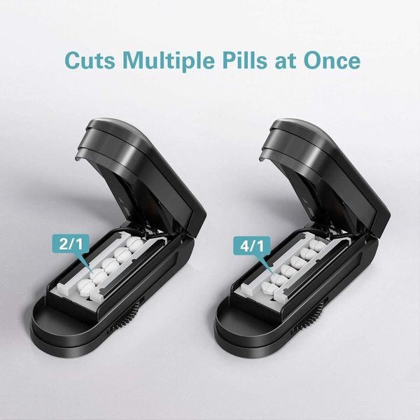 Pill Cutter Splitter for Cutting Multiple Pills,Adjustable Pill Cutter Splitter for Small and Tiny Pills with Accurate Pill Alignment (Black)