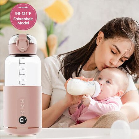 Portable Milk Warmer for Travel, Bottle Warmer for Water, Milk Warmer On-The-Go with LED Temp Control, Wireless for Bottle Feeding, Travel (Not Including Bottles)