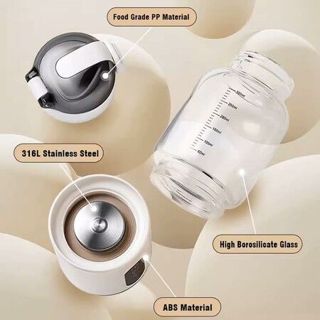 Portable Milk Warmer for Travel, Bottle Warmer for Water, Milk Warmer On-The-Go with LED Temp Control, Wireless for Bottle Feeding, Travel (Not Including Bottles)