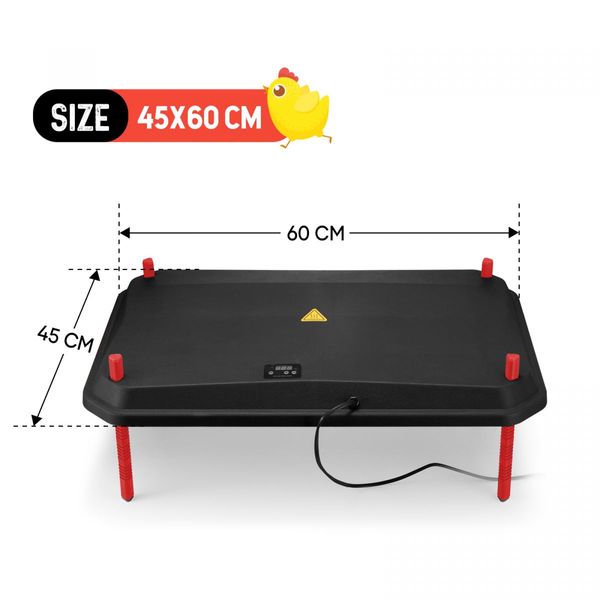 Chick Brooder Heating Plate Chicken Coop Heater Chook Brooding Poultry Duck Warmer Adjustable for 40 to 50 Chicks 45x60cm