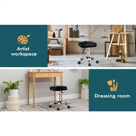 ALFORDSON Salon Stool Square Swivel Barber Hair Dress Chair Gas Lift Tufan Black