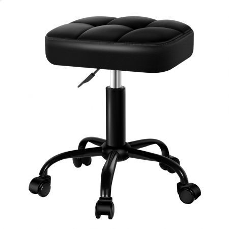 ALFORDSON Salon Stool Square Swivel Barber Hair Dress Chair Gas Lift All Black