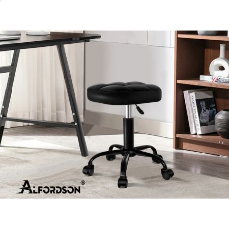 ALFORDSON Salon Stool Square Swivel Barber Hair Dress Chair Gas Lift All Black