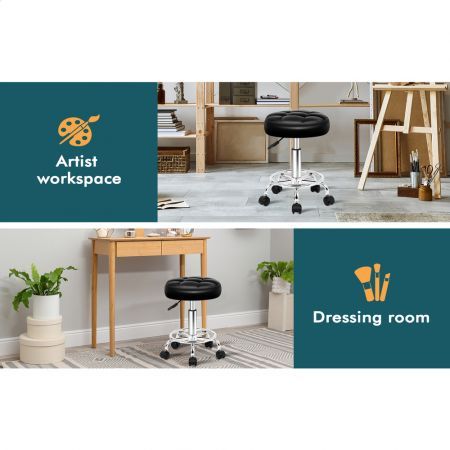 ALFORDSON Salon Stool Round Swivel Barber Hair Dress Chair Gas Lift Riley Black