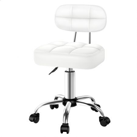 ALFORDSON Salon Stool Backrest Swivel Barber Hair Dress Chair Tufan White