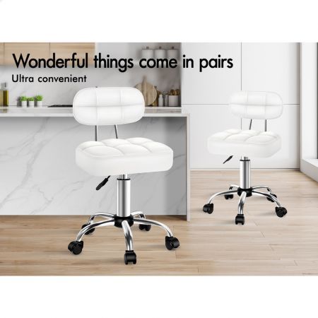 ALFORDSON Salon Stool Backrest Swivel Barber Hair Dress Chair Tufan White