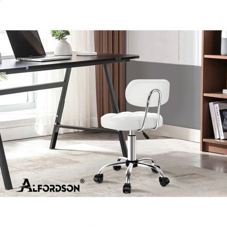 ALFORDSON Salon Stool Backrest Swivel Barber Hair Dress Chair Tufan White