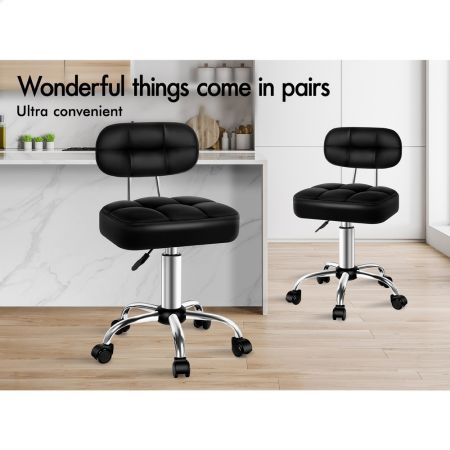 ALFORDSON Salon Stool Backrest Swivel Barber Hair Dress Chair Tufan Black