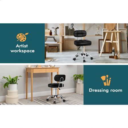 ALFORDSON Salon Stool Backrest Swivel Barber Hair Dress Chair Tufan Black