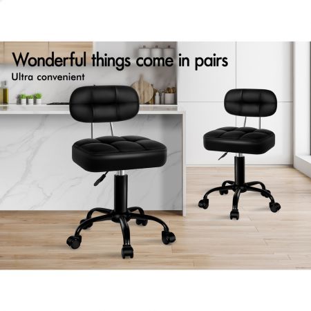 ALFORDSON Salon Stool Backrest Swivel Barber Hair Dress Chair Tufan All Black