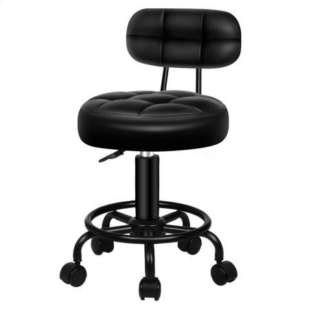 ALFORDSON Salon Stool Backrest Swivel Barber Hair Dress Chair Riley All Black