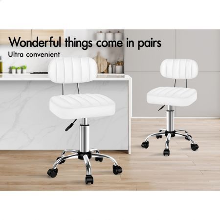 ALFORDSON Salon Stool Backrest Swivel Barber Hair Dress Chair Lina White