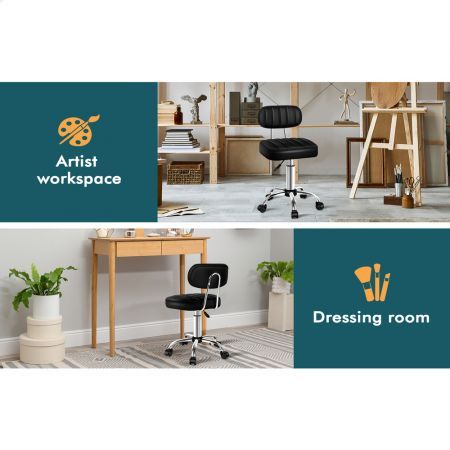 ALFORDSON Salon Stool Backrest Swivel Barber Hair Dress Chair Lina Black