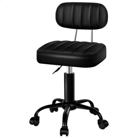 ALFORDSON Salon Stool Backrest Swivel Barber Hair Dress Chair Lina All Black