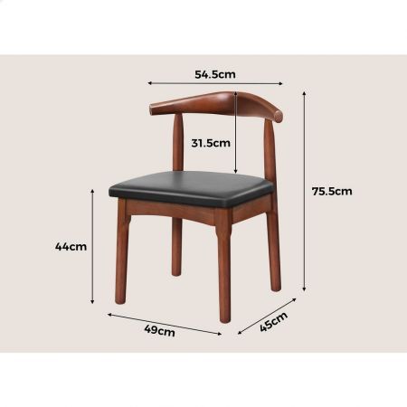 ALFORDSON 1x Dining Chair Retro Wood PU Leather Seat Dark Oak