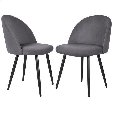 ALFORDSON 2x Dining Chairs Velvet Grey