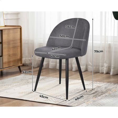 ALFORDSON 2x Dining Chairs Velvet Grey