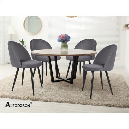 ALFORDSON 2x Dining Chairs Velvet Grey