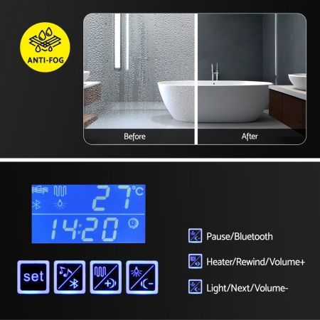 Bathroom Mirror Cabinet LED Light 900x720mm Medicine Wall Storage