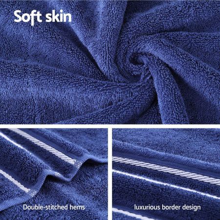 6 Pack Bath Towels Set Cotton Towel Navy