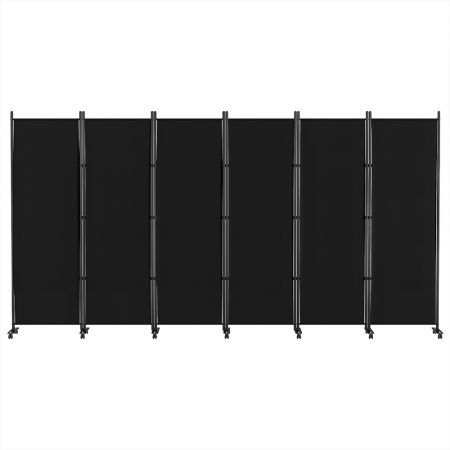 Artiss 6 Panel Room Divider Screen 323cm Wheel Fabric Black