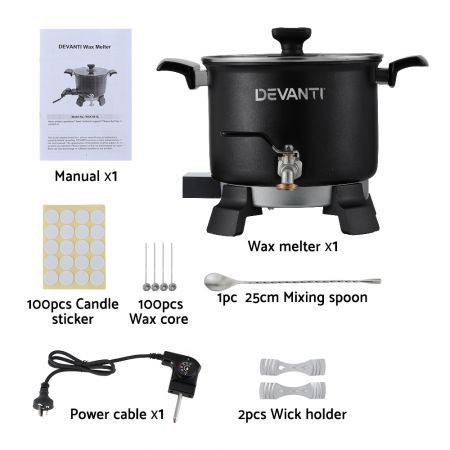 Devanti 5L Wax Melter Candle Making 1200W Melting Pot Furnace Quick Pour Spout Soy Soap