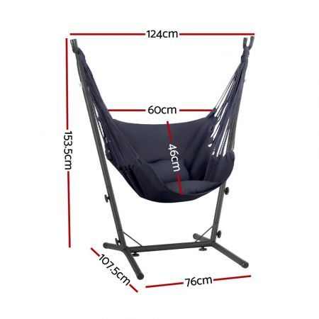 Gardeon Hammock Chair Outdoor Camping Hanging with Stand Grey