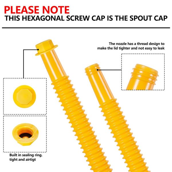 Gas Can Spout Replacement,Gas Can Nozzle Replacement,(3 Kit-Yellow) For Most 1/2/5/10 Gallon Gas Cans,Replacement gas can spout,Gas Can Replacement Spout