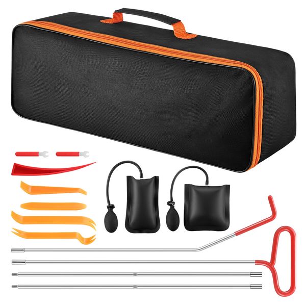 14pcs Automotive Toolkit Auto Emergency Toolbox Unlock Car Door Window Opening Roadside Safety Aid Truck Air Wedge Pump Bag