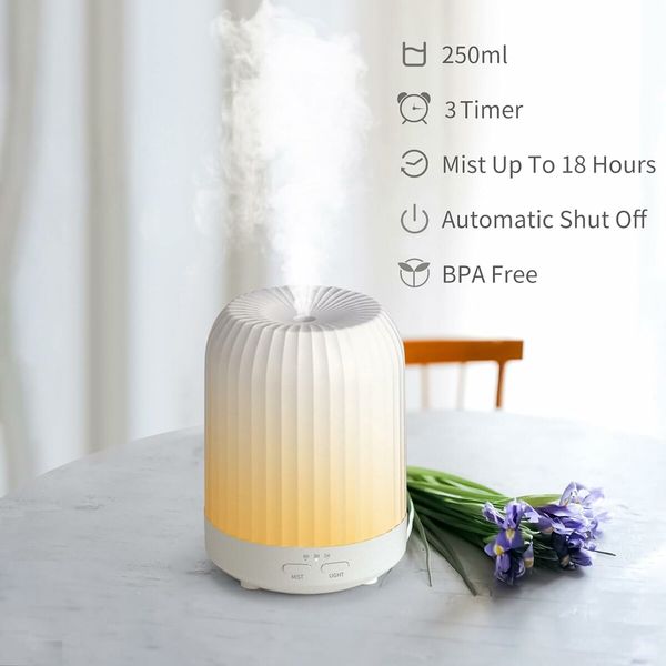 Essential Oil Diffuser for Bedroom, Quiet Humidifiers for Home, Ultrasonic 250ML Small Aroma   Diffuser, for Baby Bedroom, Hotel, Plant, White