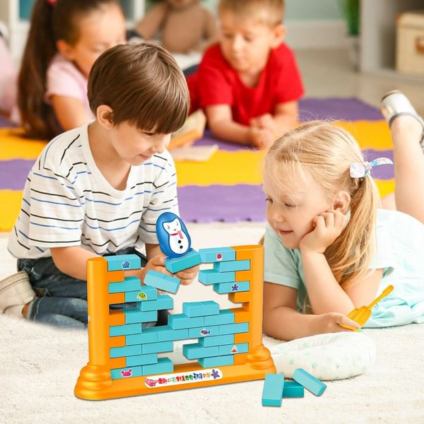 Penguin Board Games Toys, Puzzle Table Games Two-Player Building Pushing Walls for Board Games for Kids Ages 4 to 12