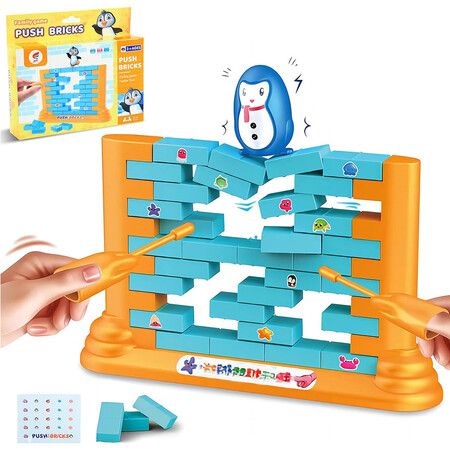 Penguin Board Games Toys, Puzzle Table Games Two-Player Building Pushing Walls for Board Games for Kids Ages 4 to 12