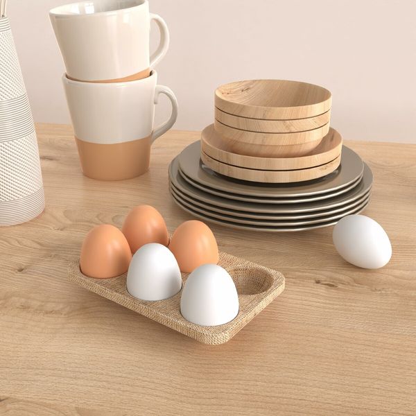 6Pcs Wooden Fake Nest Eggs Easter Eggs for Crafts Home Decor Pating Get hens to Lay Eggs (Brown White)