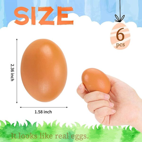 6Pcs Wooden Fake Nest Eggs Easter Eggs for Crafts Home Decor Pating Get hens to Lay Eggs (Brown White)