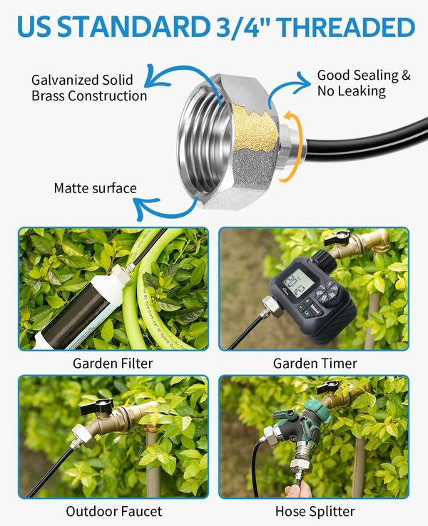 Misting Cooling System 59FT (18M) Misting Line + 20 Brass Mist Nozzles + Brass Adapter(3/4In) Outdoor Mister for Patio Garden Greenhouse Trampoline for Waterpark