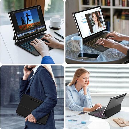 Magic Keyboard for Samsung Galaxy Tab S9 FE S8 S7 11 Inch Magnetic Keyboard Case Floating Cantilever Stand