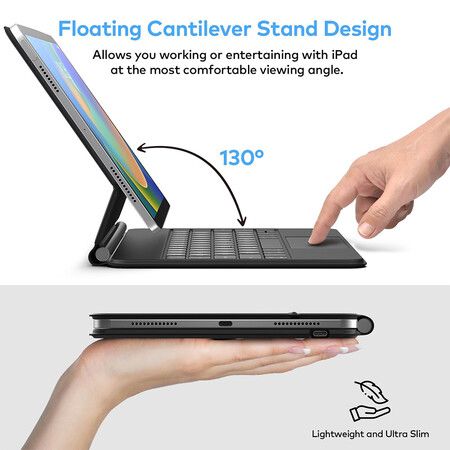 Wireless Keyboard Case for iPad 10th Generation 2022 – Magic-Style Magnetic Keyboard Case with Multi-Touch Trackpad Compatible with iPad 10.9 inch 10th Gen, Floating Cantilever Stand