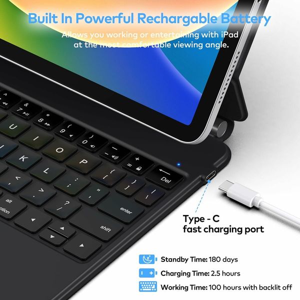 Wireless Keyboard Case for iPad 10th Generation 2022 – Magic-Style Magnetic Keyboard Case with Multi-Touch Trackpad Compatible with iPad 10.9 inch 10th Gen, Floating Cantilever Stand