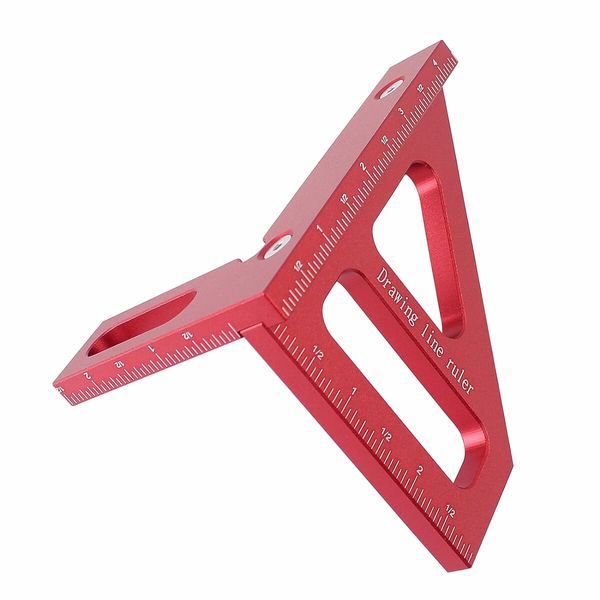 3D Multi Angle Measuring Ruler, Miter Triangle Ruler High Precision Layout Measuring Tool, Red, Imperial, Inch