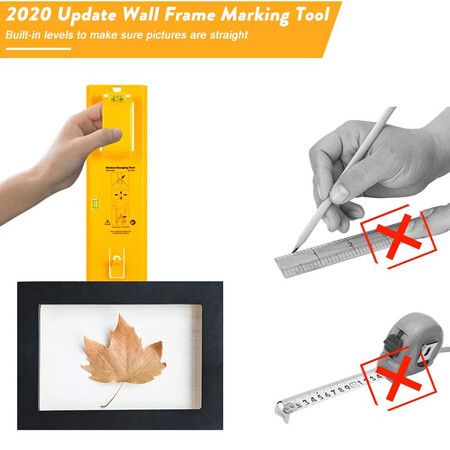 Picture Hanging Tool with Level Easy Frame Picture Hanger Wall Hanging Kit, Yellow Hanging Tool