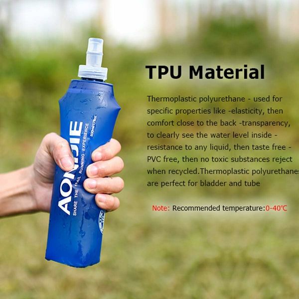 1 Pcs 250ml Soft Water Bottle , TPU Collapsible Flask Foldable Bottles for Hydration Pack, BPA Free, for Running Hiking Cycling Climbing