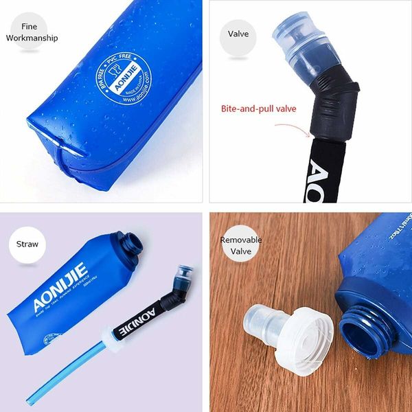 1 Pcs 250ml Soft Water Bottle , TPU Collapsible Flask Foldable Bottles for Hydration Pack, BPA Free, for Running Hiking Cycling Climbing