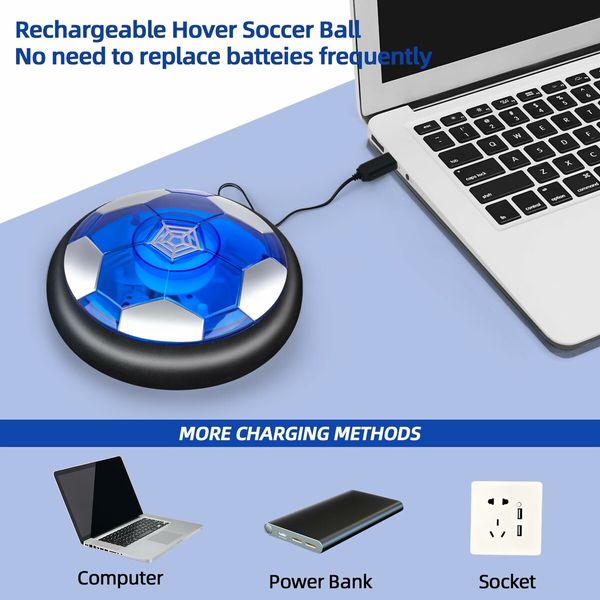 Hover Soccer Ball for Kids,4-In-1 Air Floating Soccer Toy Set,Rechargeable Hover Soccer & Hockey Ball with LED Light,Age3+