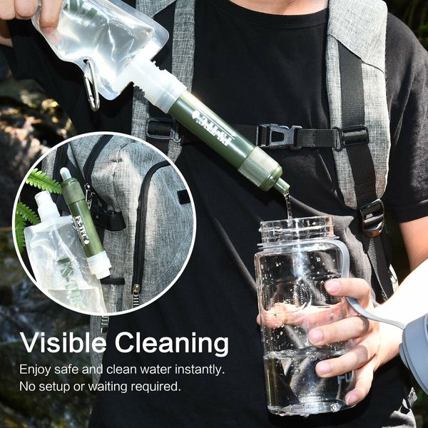 Personal Water Filter Straw Mini Water Purifier Survival Gear for Hiking, Camping, Travel and Emergency Preparedness