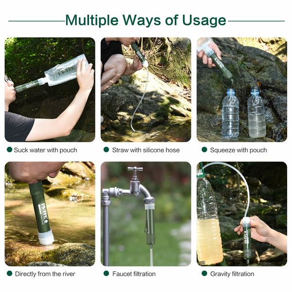 Personal Water Filter Straw Mini Water Purifier Survival Gear for Hiking, Camping, Travel and Emergency Preparedness