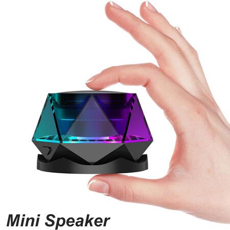 Diamond Bluetooth Speaker, Small Wireless Speaker with Multi RGB Color Light Show, Portable Phone Stand for iPhone, Android, TWS Pairing