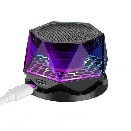 Diamond Bluetooth Speaker, Small Wireless Speaker with Multi RGB Color Light Show, Portable Phone Stand for iPhone, Android, TWS Pairing